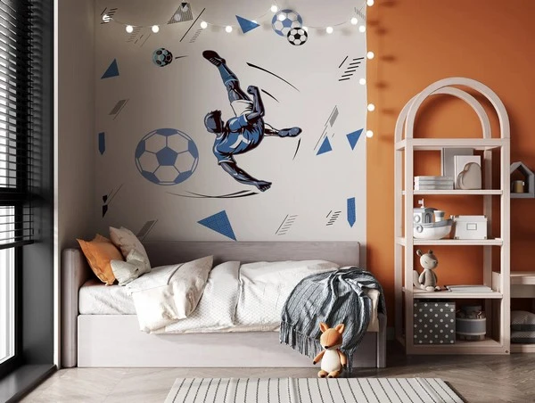 Trendyol mavi beyaz futbolcu duvar kağıdı bursa ve Hepsiburada spor temalı genç odası poster